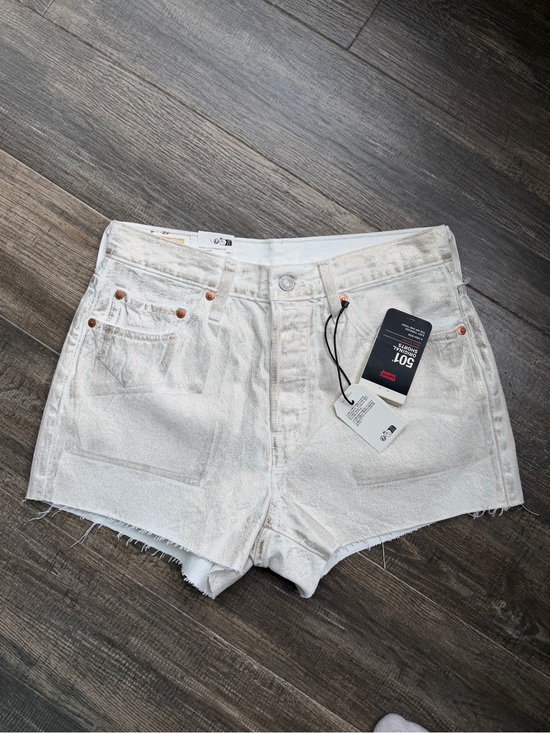 Pants - BRAND NEW Levis 501 Premium Shorts Womens Sz 28 White Gold Metallic High Rise